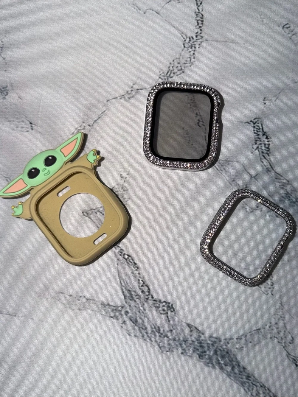 Set of 3 Apple Watch Bumpers - Cute Star Wars Grogu & 2 💎 Bumpers - 45mm